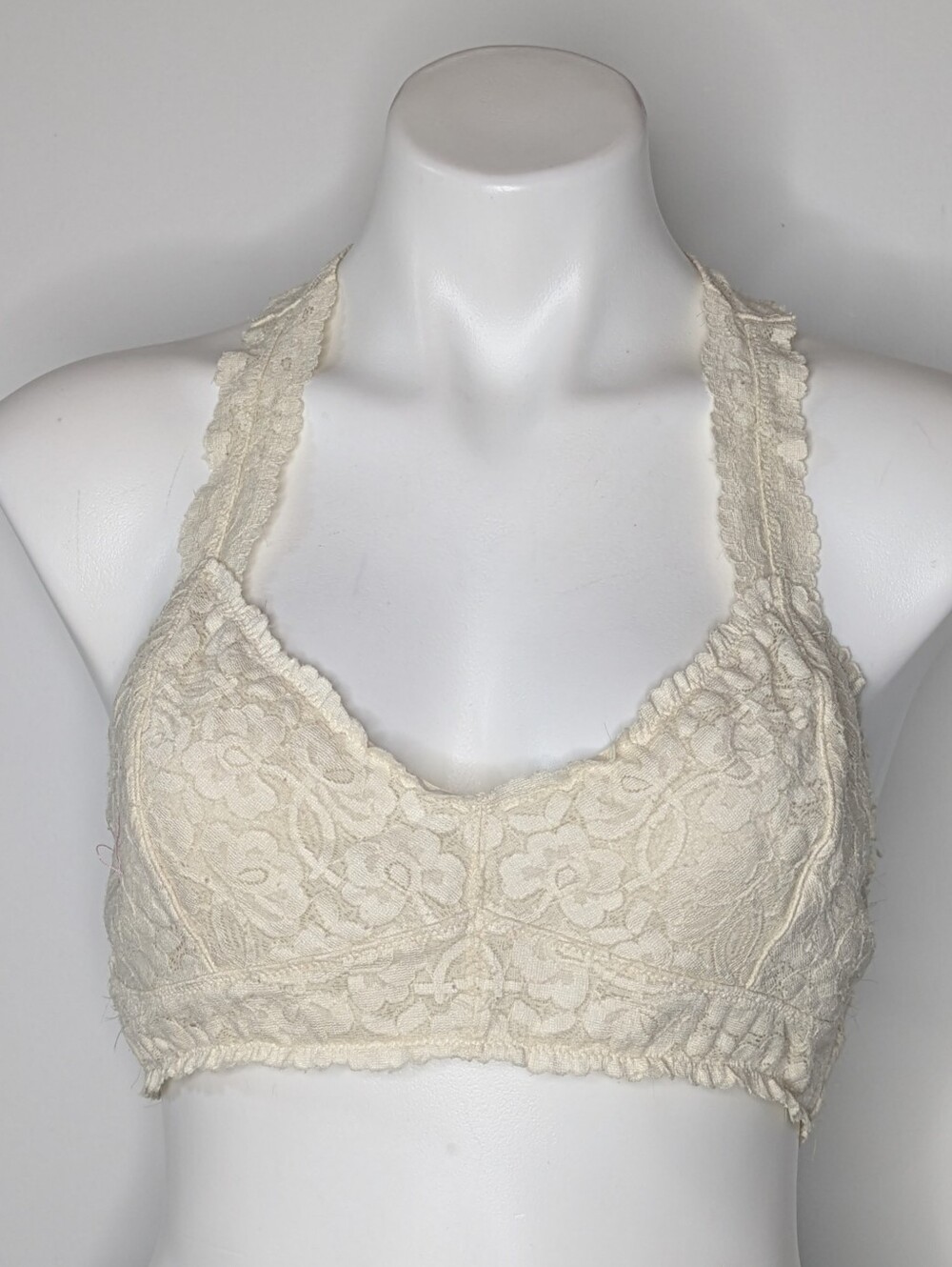 Intimately Free People Cream Lace Racer Back Bralette XL